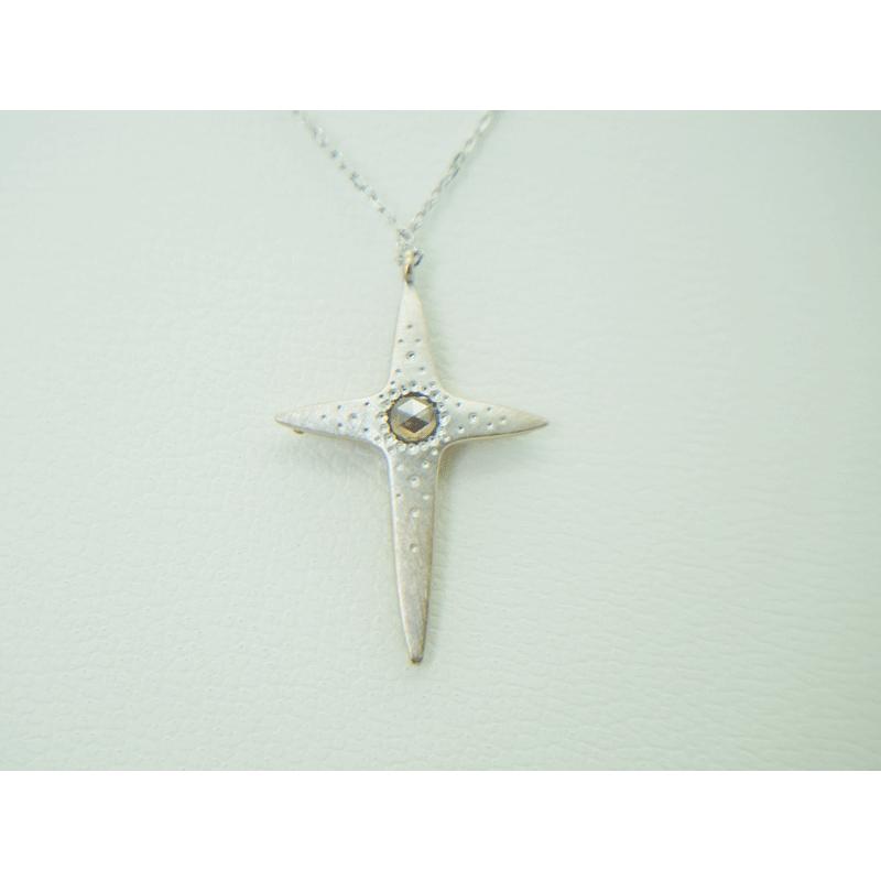 カシケイ 柏圭 Kashikey ネックレス ダイヤ 0.41ct クロス K18WG/BG 新品同様 美品 箱・保証書付 送料無料 ...