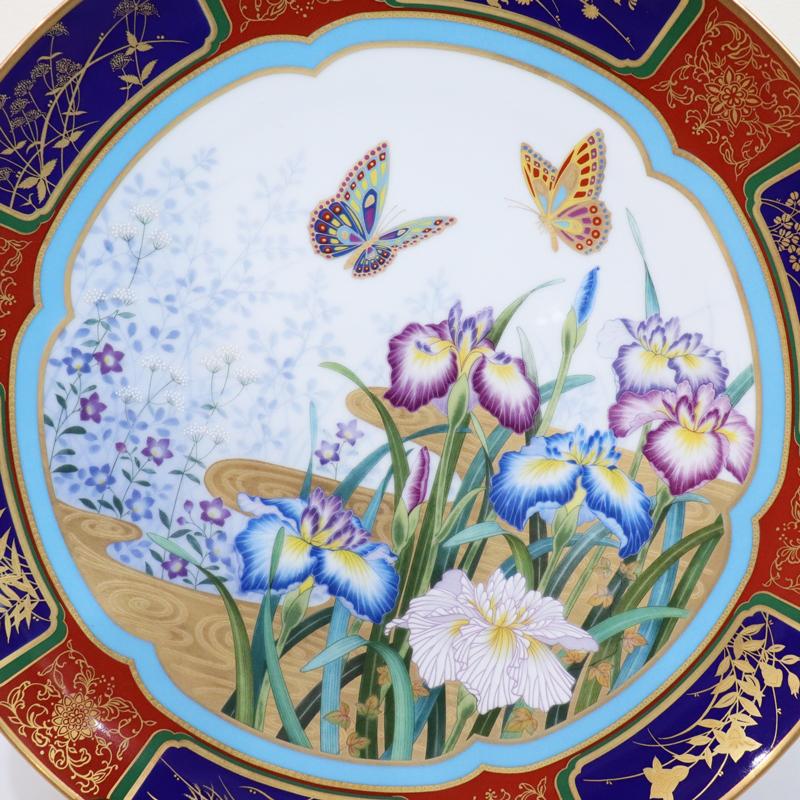 希少 限定3000枚 Noritake ノリタケ 1980年 紀年額皿 イヤリープレート 花蝶図 蝶 菖蒲 あやめ 大皿 飾皿 共箱付 保管品 送料無料！の画像
