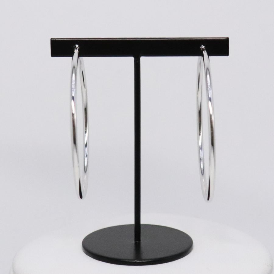 K18WG フープピアス 全長約50mm 総重量約3.2g 金 ゴールド ホワイト