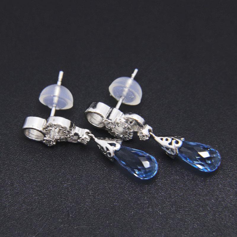 K18 WG アクアマリン ダイヤモンド ドロップ ピアス ダイヤ0.07ct×2