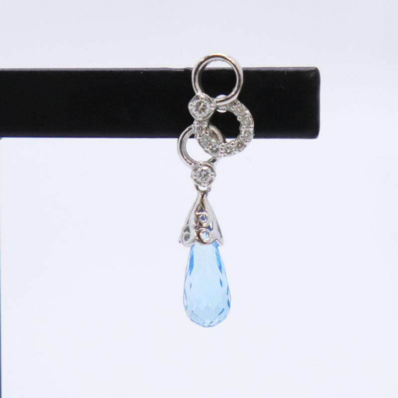 K18 WG アクアマリン ダイヤモンド ドロップ ピアス ダイヤ0.07ct×2 