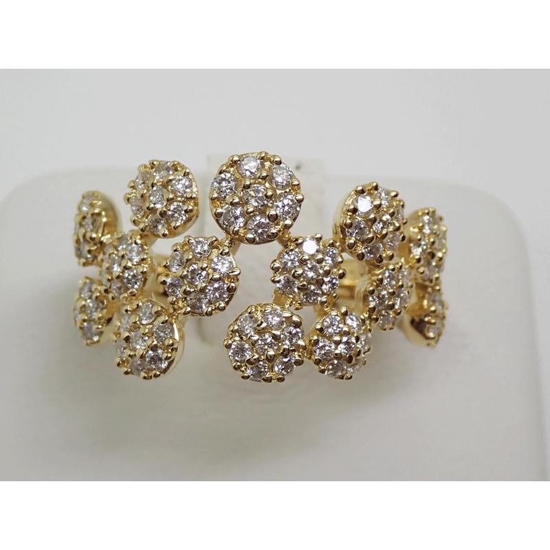 K18/大粒/天然ダイヤモンド/1.38ct/指輪/15号/パヴェグラデーション K18 上質 天然 ダイヤモンド リング パヴェセッティング D0.90ct 重量