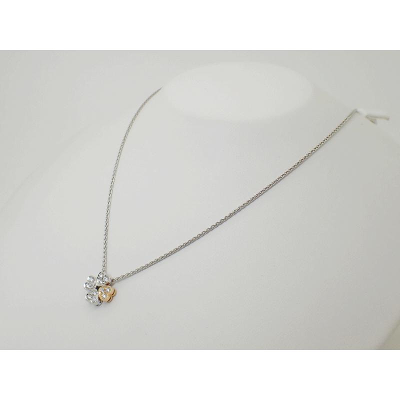 PICCHIOTTI ピキョッティ ダイヤモンド 0.36ct パヴェ クロス ネックレス 750 K18 ホワイトゴールド/イエローゴールド  クローバー