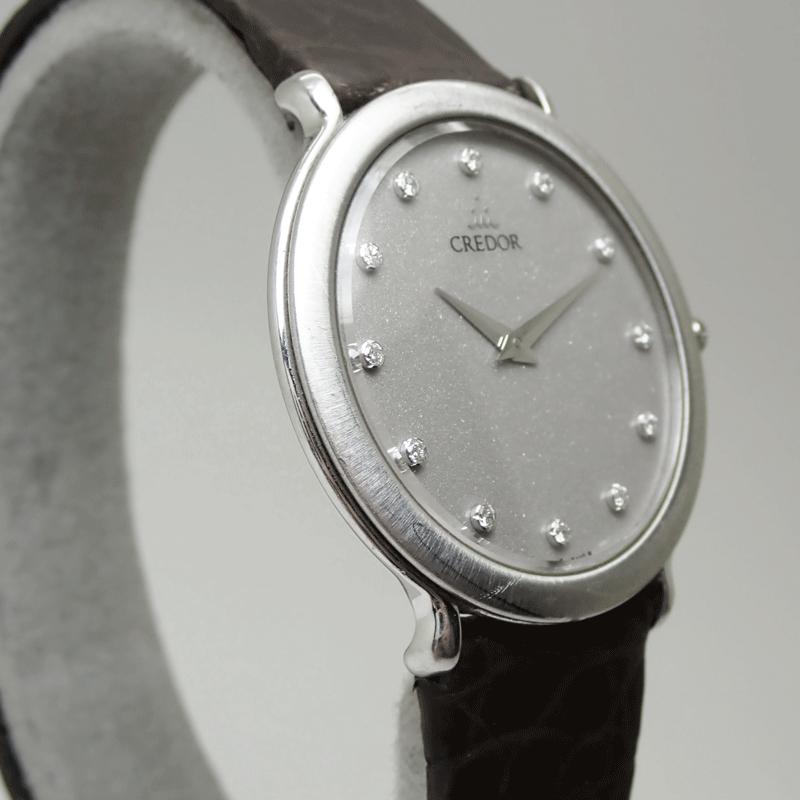 クレドール　SEIKO CREDOR 腕時計 18KT 10Pダイヤ クォーツ SEIKO クレドール CREDOR 7770-6100 Pt900 プラチナ ダイヤ12P メンズ