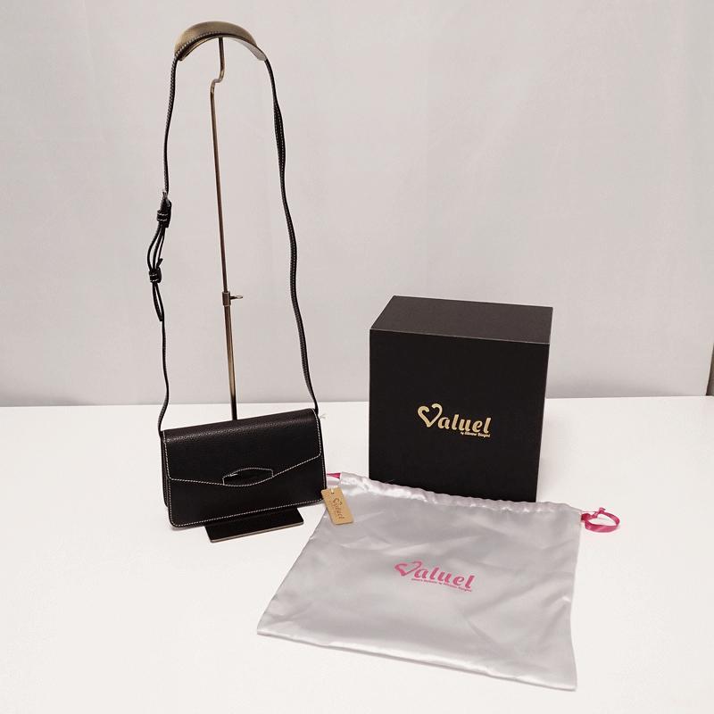 【新品未使用】Valuel by Silvano Biagini バッグ ショルダー 斜め掛け 型押しレザー ブラック 黒 シルヴァーノビア ...