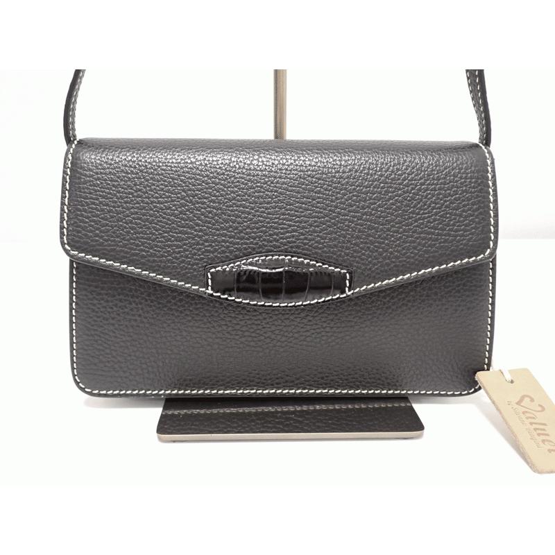 【新品未使用】Valuel by Silvano Biagini バッグ ショルダー 斜め掛け 型押しレザー ブラック 黒 シルヴァーノビア ...