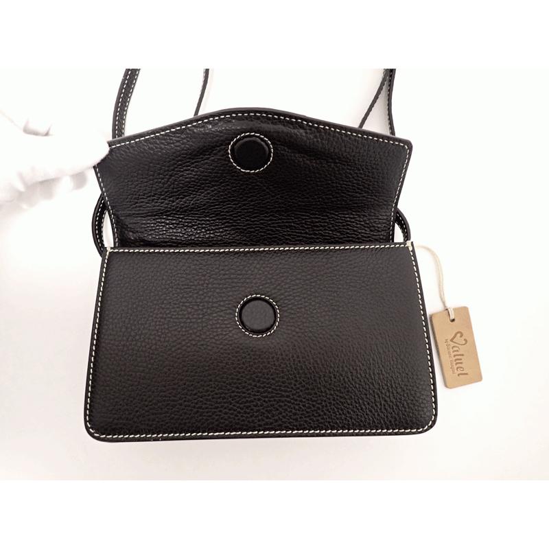 【新品未使用】Valuel by Silvano Biagini バッグ ショルダー 斜め掛け 型押しレザー ブラック 黒 シルヴァーノビア ...