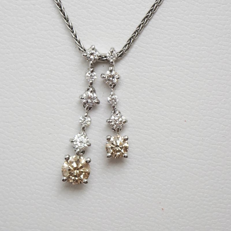 KASHIKEY プラチナ ブラウンダイヤモンドネックレス BD-0.55ct D-0.40