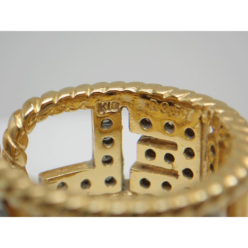 K18 750 YG ダイヤモンド リング CHANELロゴデザイン D0.57ct