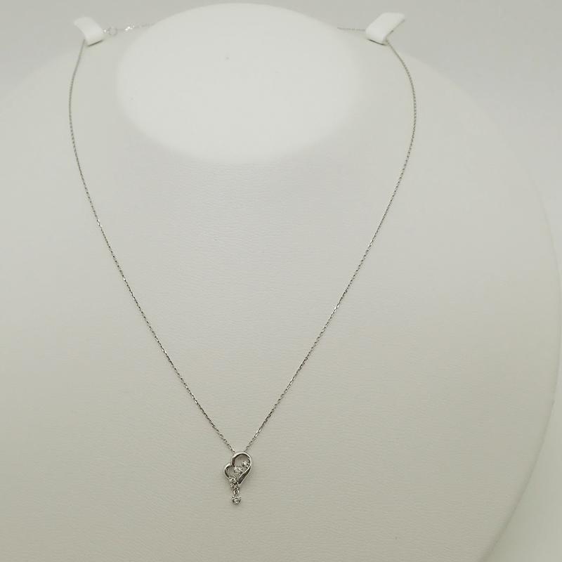 ヴァンドーム青山K18 ホワイトゴールドハートダイヤ ボールチェーン