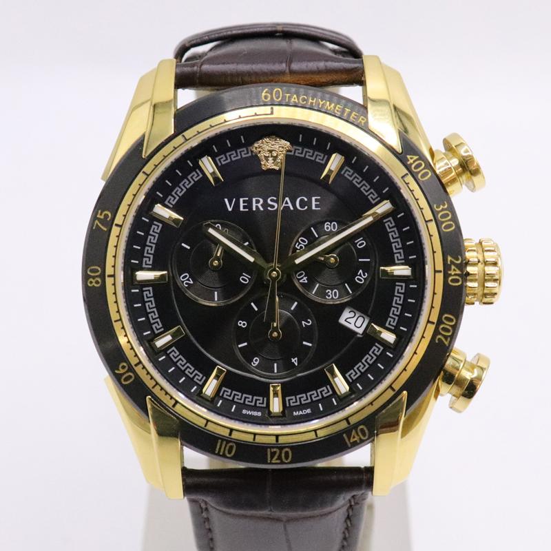 ヴェルサーチ　VERSACE V-RAY クロノグラフ　メンズ腕時計　美品✨ ヴェルサーチ VERSACE V-RAY クロノグラフ腕時計 ホワイト