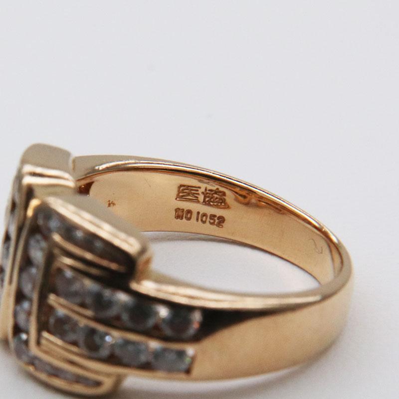 K18 ダイヤモンド付デザインリング 医協 No.1052 D1.2ct 日本サイズ#12