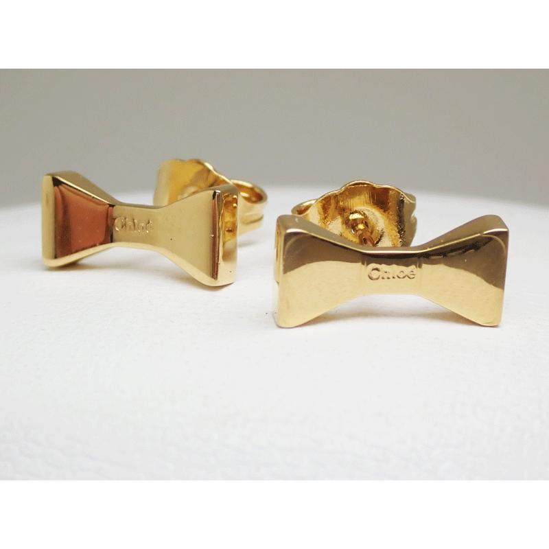 CHLOE クロエ ゴールド リボンピアス 2E0552-CB7 真鍮製 美品 CHLOE クロエ ゴールド リボンピアス 2E0552-CB7 真鍮製 美品