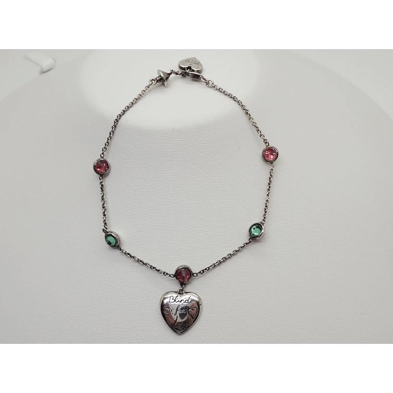 GUCCI グッチ Ag925 シルバー ハートタグ シルバー925 ピンク/緑 