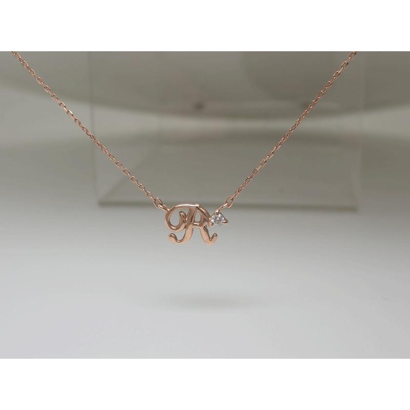 ヨンドシー1Pダイヤモンドイニシャル「A」ピンクゴールドネックレスk10