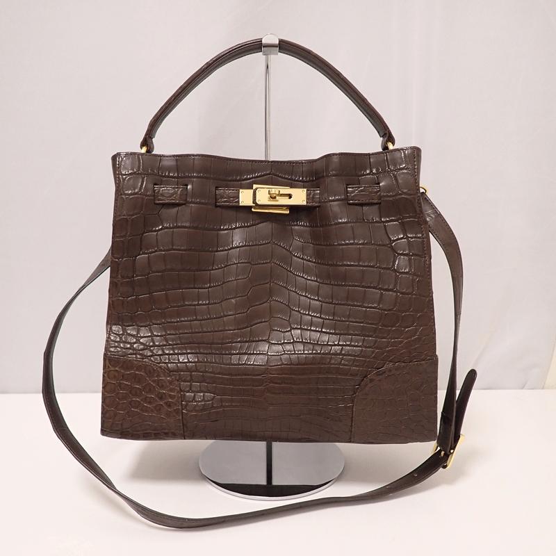 未使用保管品】最高級 マットクロコダイル 2WAY ショルダーバッグ 