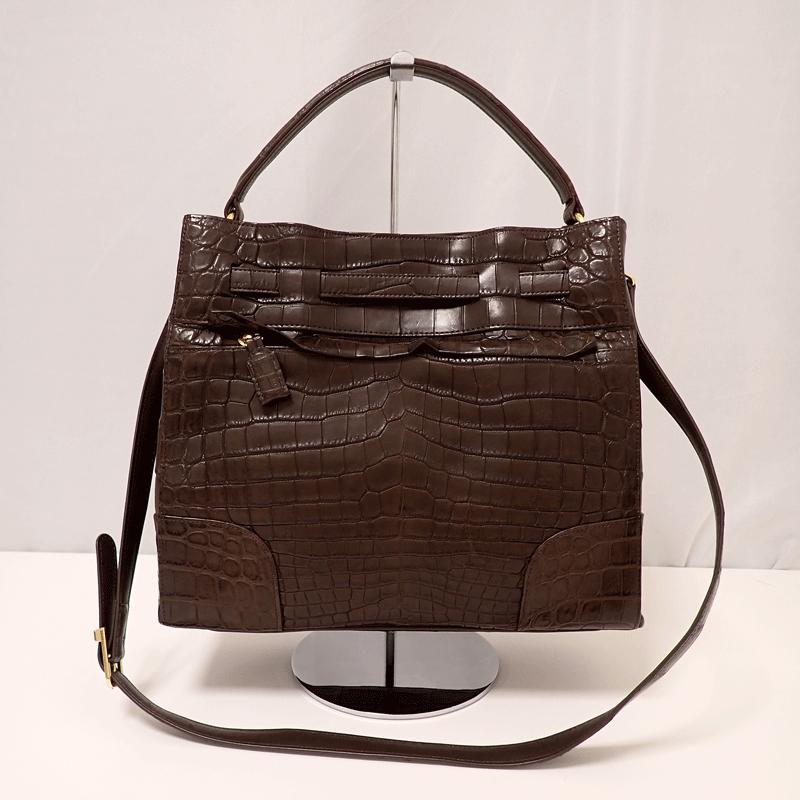 未使用保管品】最高級 マットクロコダイル 2WAY ショルダーバッグ 