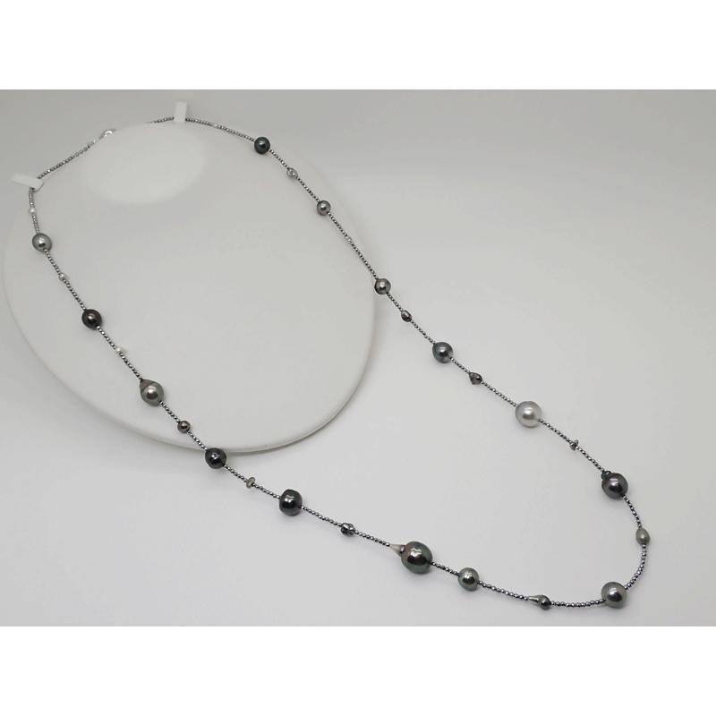 SILVER 黒蝶真珠 バロックパール ネックレス ブラック グレー SV