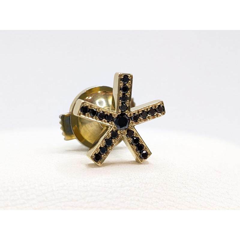K18 ネクタイピン タイピン 1.5g 17mm ブラックダイヤモンド 0.06ct