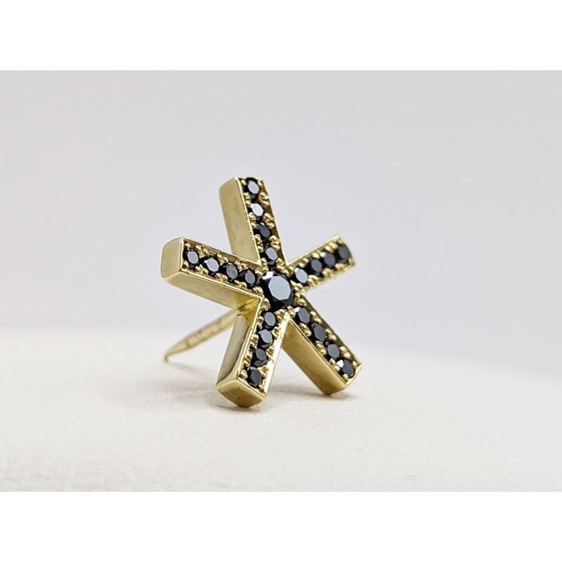 K18 ネクタイピン タイピン 1.5g 17mm ブラックダイヤモンド 0.06ct 
