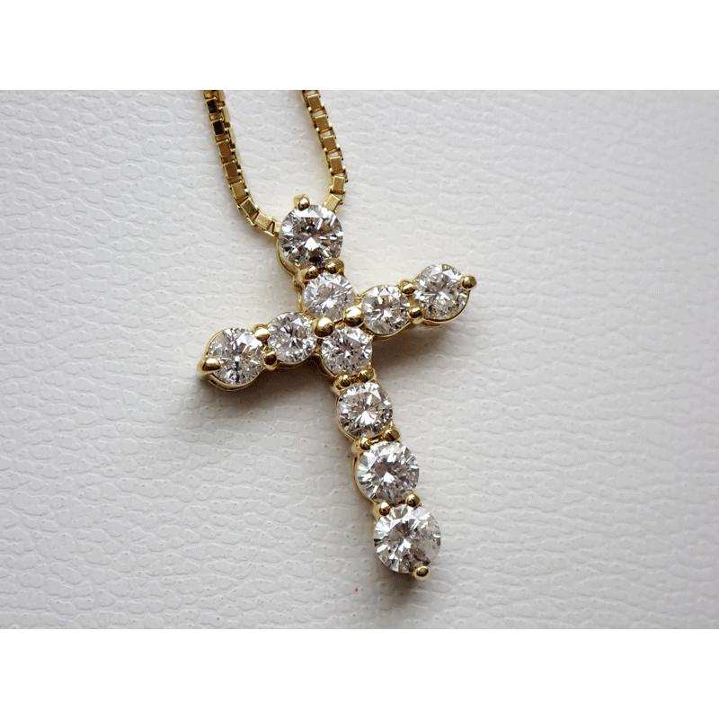 D1.00ct！クロス　十字架　K18YG 天然ダイヤモンドペンダントトップ D1.00ct！クロス十字架K18YG 天然ダイヤモンドペンダントトップ