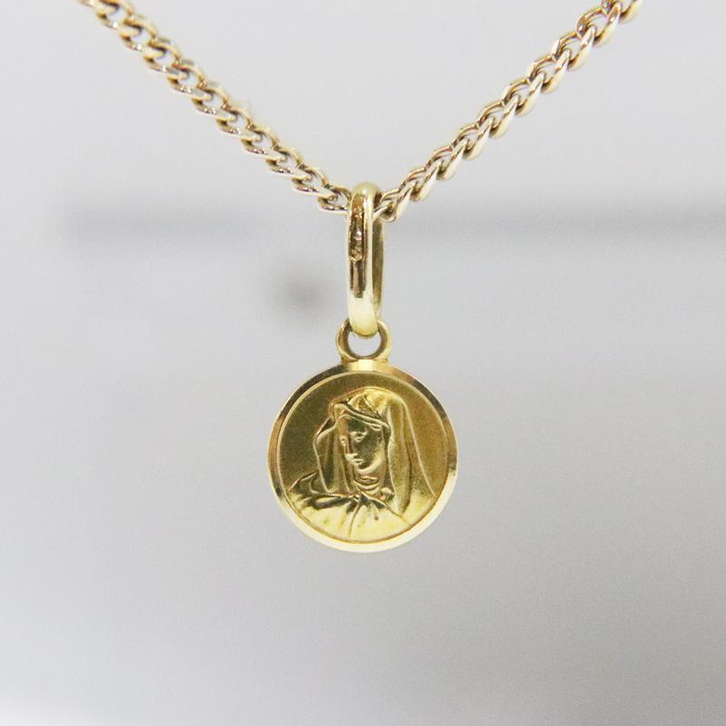 K18 YG ウノアエレ マリア コイン風 ペンダントヘッド K10 ネックレス