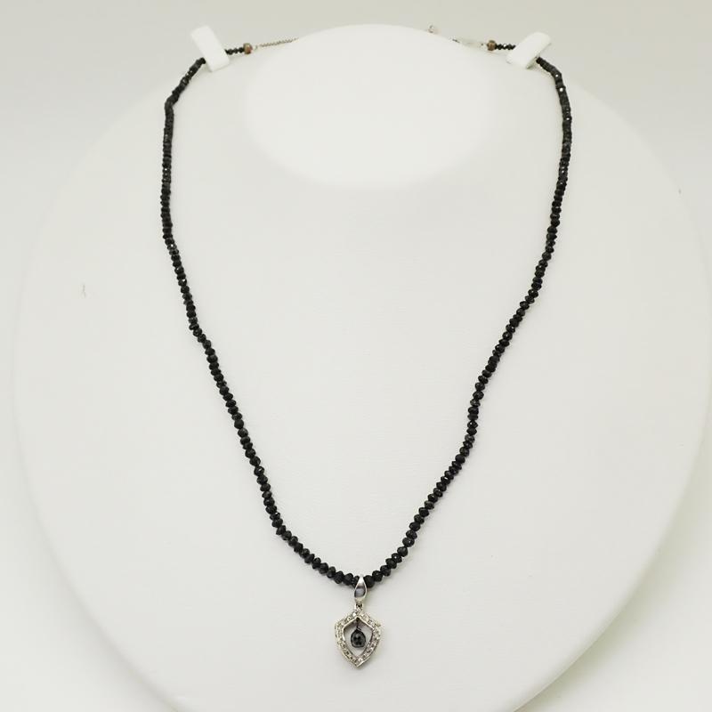 K18WG 天然ブラックダイヤモンド ネックレス BD20.00ct ペンダント D0 