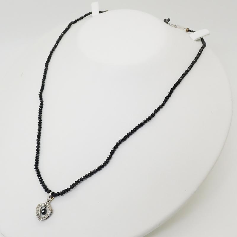 K18WG 天然ブラックダイヤモンド ネックレス BD20.00ct