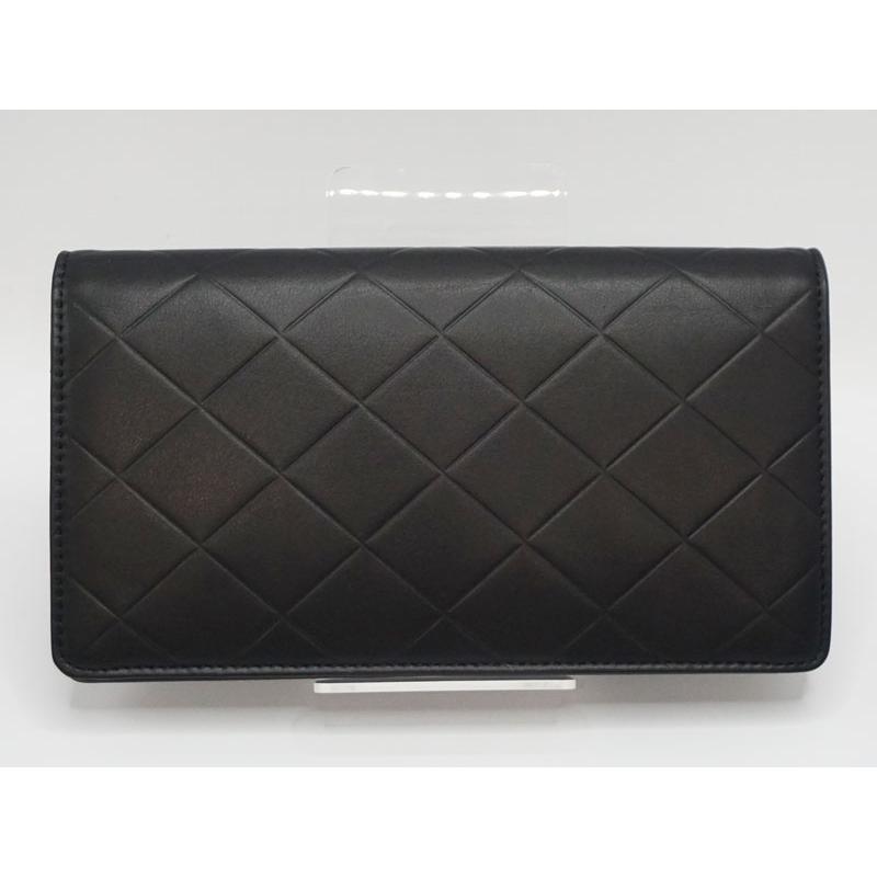 新品】シャネル CHANEL 二つ折り長財布 ウォレット レザー 黒 ブラック 
