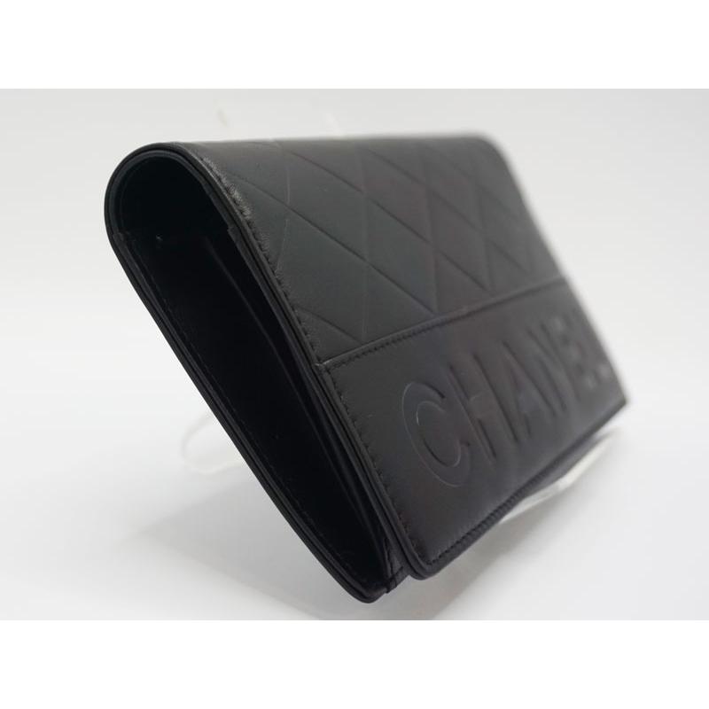 新品】シャネル CHANEL 二つ折り長財布 ウォレット レザー 黒 ブラック