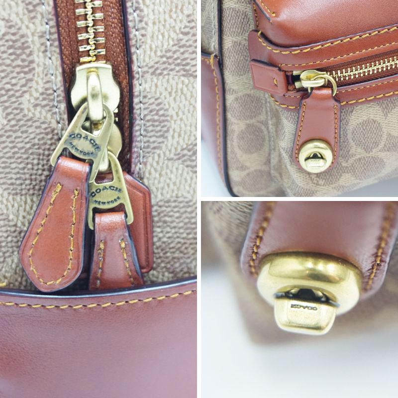 ★美品★ COACH PVC ×レザー リュックサック デイパック シグネチャー 良品】COACH シグネチャー リュックサック バックパック レザー PVC