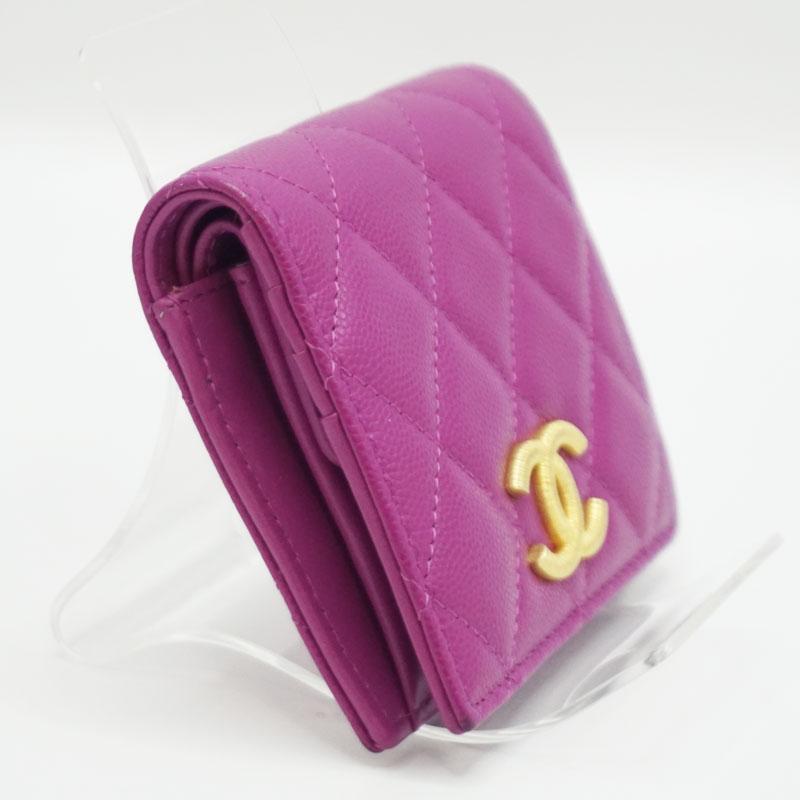 マトラッセ CHANEL シャネル キャビアスキン コンパクトウォレット 二