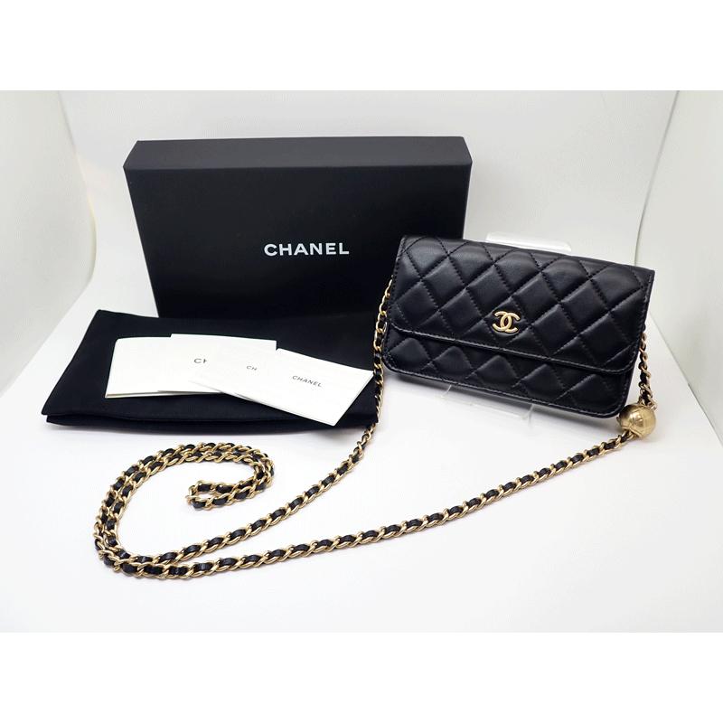 未使用 展示品】シャネル CHANEL ラムスキン ミニ チェーンウォレット  