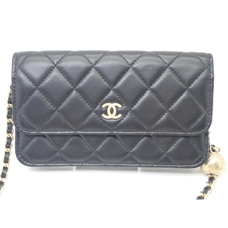 未使用 展示品】シャネル CHANEL ラムスキン ミニ チェーンウォレット