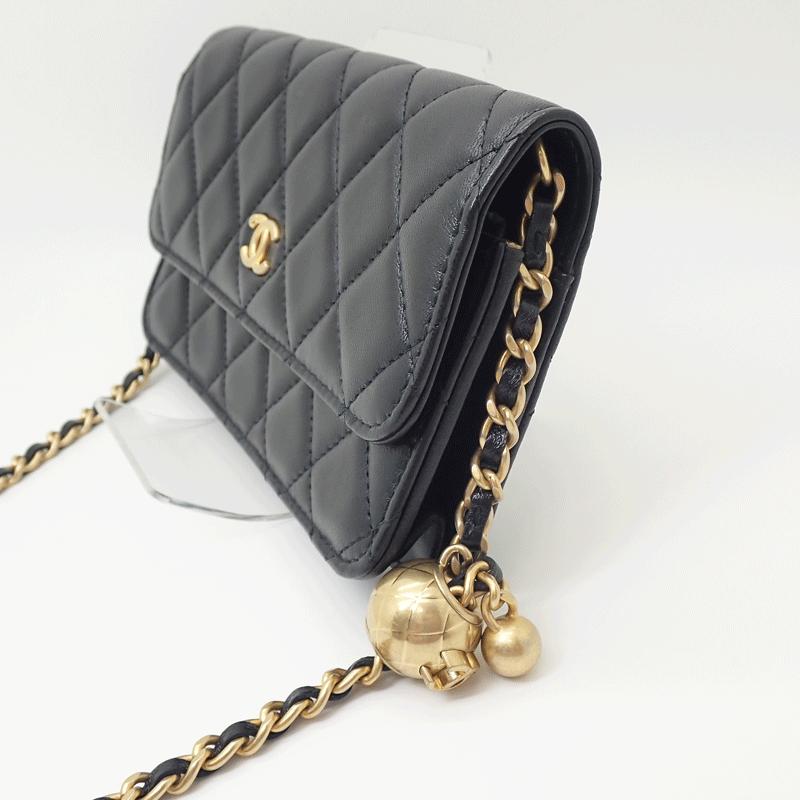 未使用 展示品】シャネル CHANEL ラムスキン ミニ チェーンウォレット