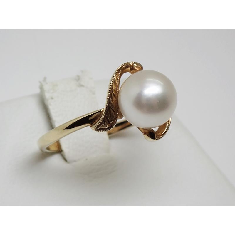 MIKIMOTO ミキモト K14 あこや真珠 7.6mm リング サイズ＃11.5号 美品