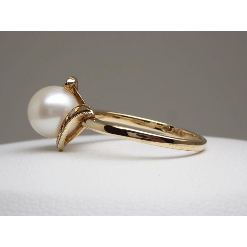 K１４真珠 リング MIKIMOTO ミキモト K14 あこや真珠 7.6mm リング サイズ＃11.5号 美品
