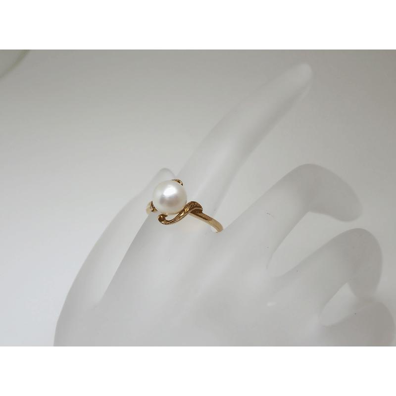 MIKIMOTO ミキモト K14 あこや真珠 7.6mm リング サイズ＃11.5号 美品