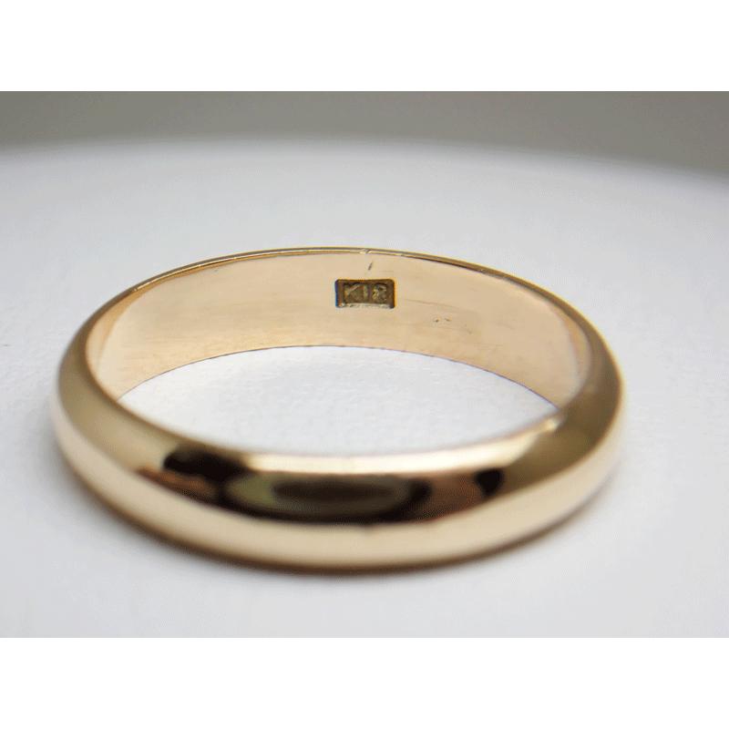 K18 金 かまぼこ 甲丸リング 指輪 日本サイズ＃4.5号 重量2.1g 送料