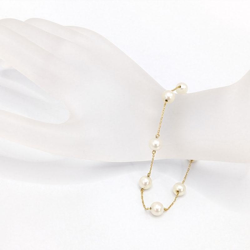 TASAKI 田崎真珠 タサキ 総重量約3.6g パールブレスレット 16.5cm 真珠 ゴールド G750刻印 K18 パールステーション ...