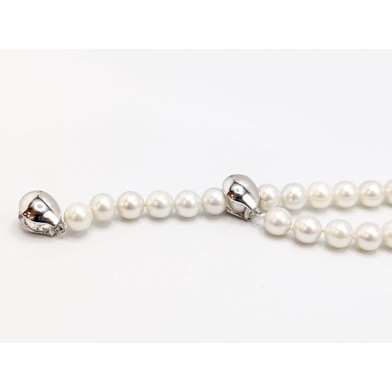 パールネックレス 7.5〜8mm K14WG ♪好きなところで留められるクラスプ