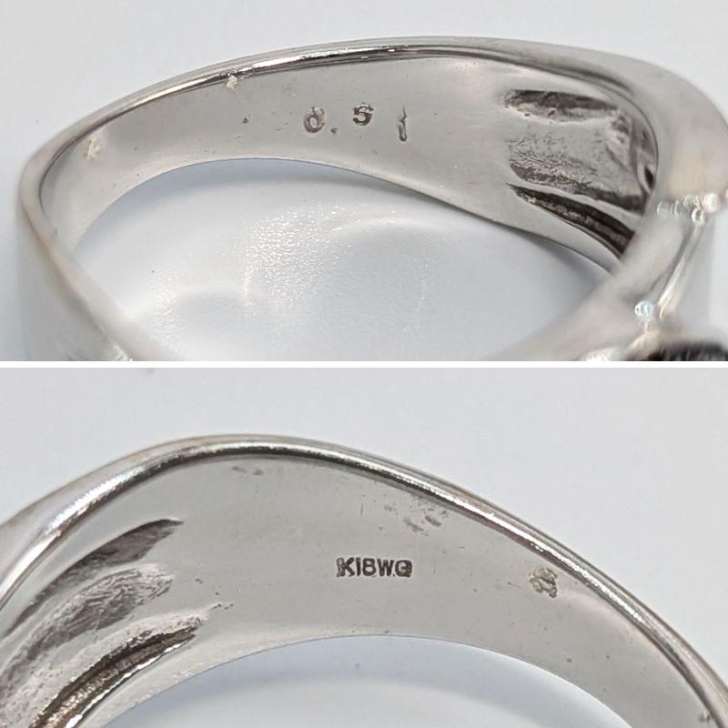 K18WG ブラックダイヤモンド リング 指輪 0.51ct サイズ＃15号 総重量 