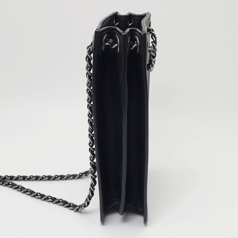 CHANEL シャネル チェーンショルダー ミニポーチ 黒 カーフ マット 