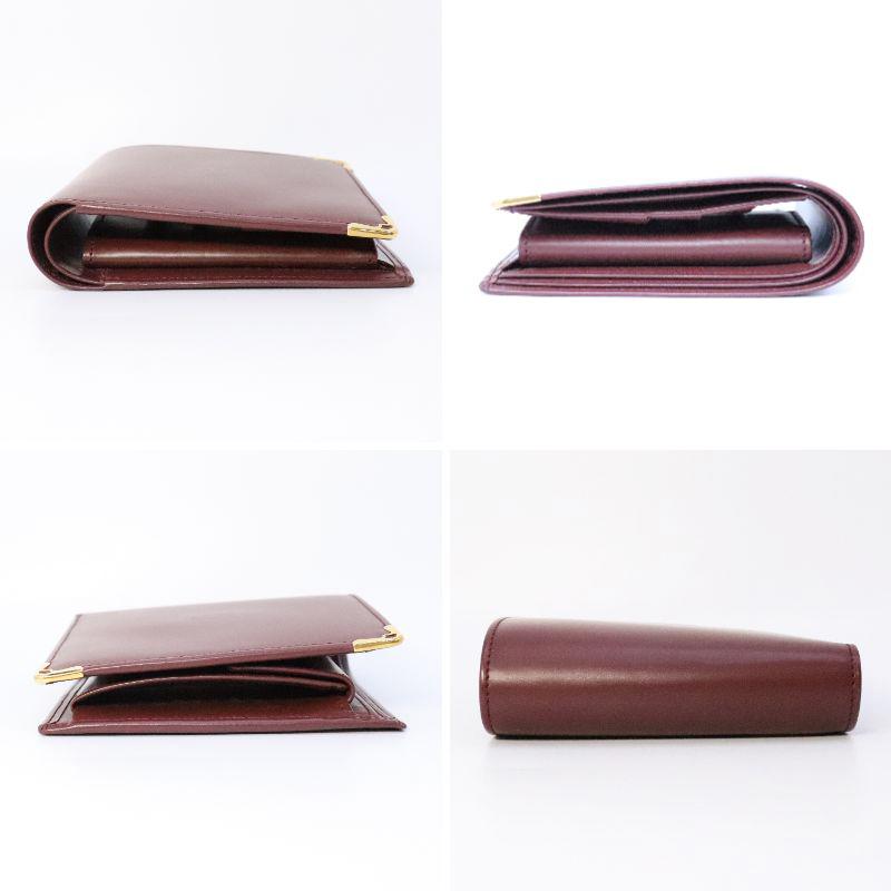 美品 CARTIER カルティエ L3000451-ED 二つ折り財布 マストドゥカルティエ 財布 ウォレット マストライン  ワインレッド ゴルドー カーフ ユニセックス Cartier（カルティエ） マストドゥカルティエ L3000451 ボルドー 二