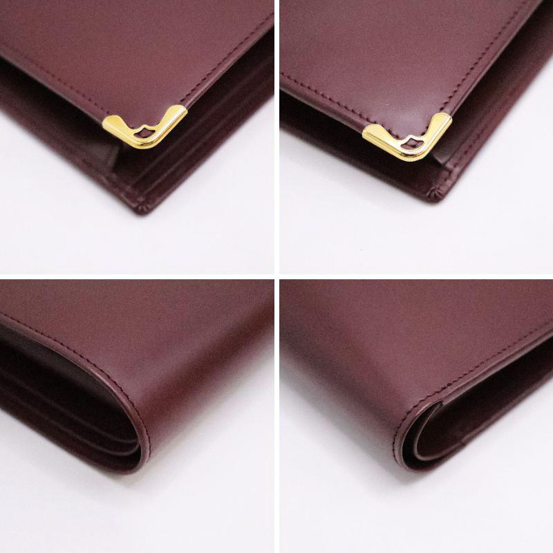 美品 CARTIER カルティエ L3000451-ED 二つ折り財布 マストドゥカルティエ 財布 ウォレット マストライン  ワインレッド ゴルドー カーフ ユニセックス Cartier（カルティエ） マストドゥカルティエ L3000451 ボルドー 二