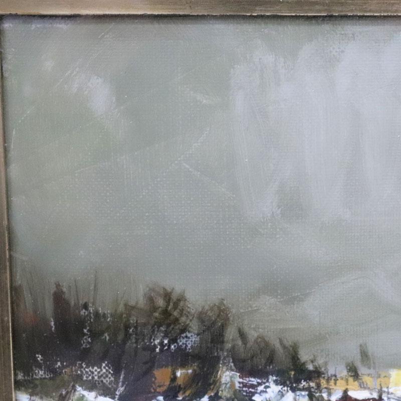 葛西四雄 Yotsuo Kasai 「雪の郊外」 青森県 示現会 日展 洋画家 油彩