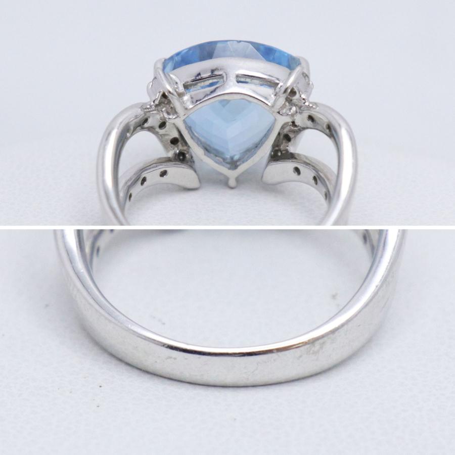 Pt900 プラチナ アクアマリン ダイヤモンド リング A7.13ct D0.27ct