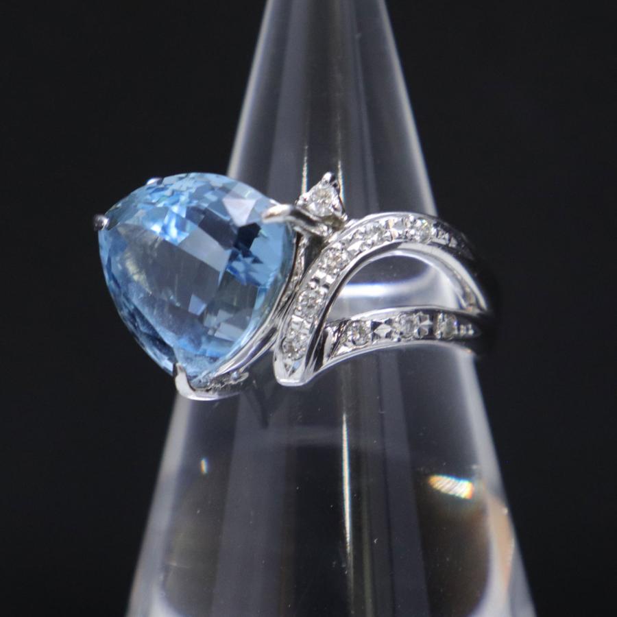 Pt900 プラチナ アクアマリン ダイヤモンド リング A7.13ct D0.27ct 