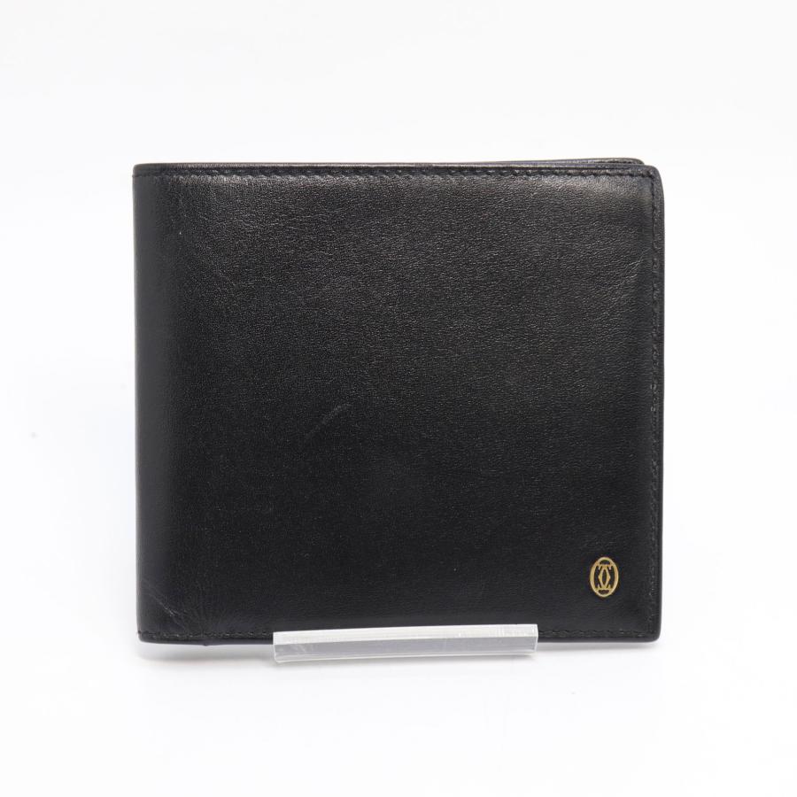 Cartier ブラック 二つ折り財布 Cartier（カルティエ） 二つ折り 札入れ コンパクト 財布 ブラック 黒