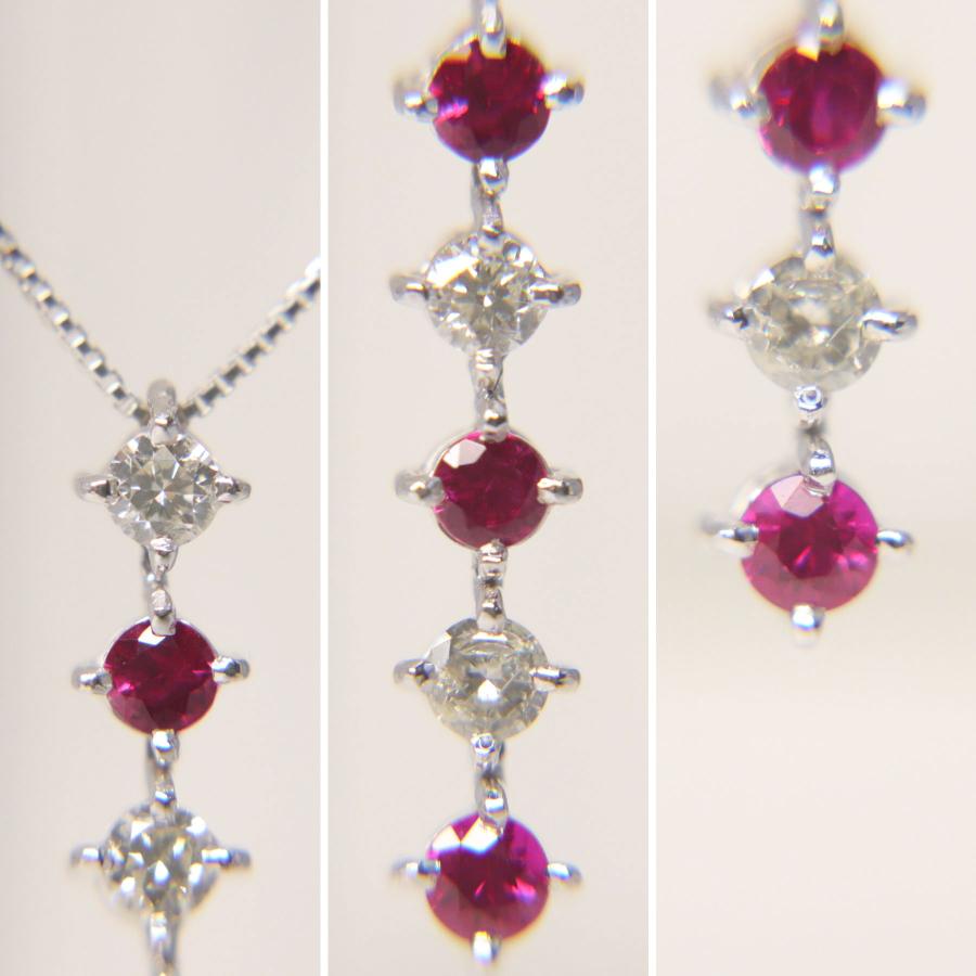 Pt850/900 ダイヤモンド ルビー ネックレス 0.27ct 0.34ct 重量約3.2g 